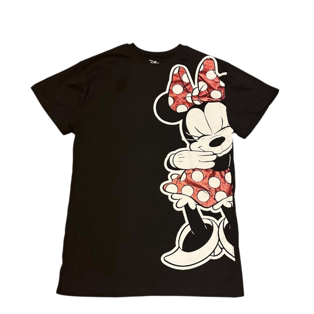Disney Minnie Mouse Girls Shy Expressions T Shirt/ Dress Junior Size S 3/5 New